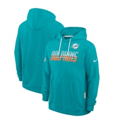 Men Miami Dolphins Aqua Sideline Standard Issue Top Prospect Dri FIT Hoodie Men Miami Dolphins Aqua Sideline Standard Issue Top Prospect Dri FIT Hoodie