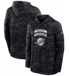 Men Miami Dolphins Black 2026 Salute to Service Sideline Lightweight Hoodie Dri FIT Long Sleeve Top