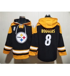 Men Pittsburgh Steelers 8 Aaron Rodgers Black Ageless Must Have Lace Up Pullover Hoodie Men Pittsburgh Steelers 8 Aaron Rodgers Black Ageless Must Have Lace Up Pullover Hoodie