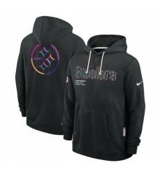 Men Pittsburgh Steelers Black 2025 Crucial Catch Club Pullover Hoodie