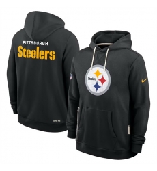 Men Pittsburgh Steelers Black Sideline Standard Issue Initial Home Dri FIT Pullover Hoodie Men Pittsburgh Steelers Black Sideline Standard Issue Initial Home Dri FIT Pullover Hoodie
