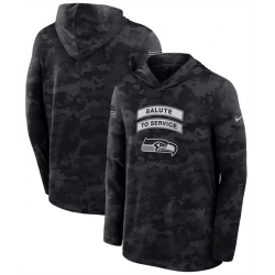 Men Seattle Seahawks Black 2026 Salute to Service Sideline Lightweight Hoodie Dri FIT Long Sleeve Top