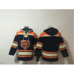 Men Chicago Bears Blank Navy Ageless Must Have Lace Up Pullover Hoodie