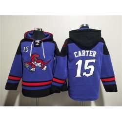 Men Toronto Raptors 15 Vince Carter Purple Lace Up Pullover Hoodie