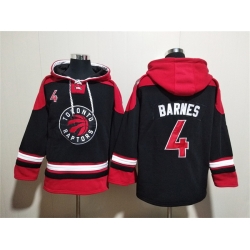 Men Toronto Raptors 4 Scottie Barnes Black Red Lace Up Pullover Hoodie