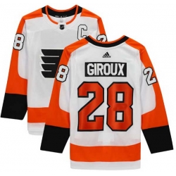 Men Adidas Philadelphia Flyers 28 Claude Giroux White With C Patch Home NHL Jersey