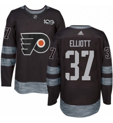 Mens Adidas Philadelphia Flyers 37 Brian Elliott Authentic Black 1917 2017 100th Anniversary NHL Jersey 