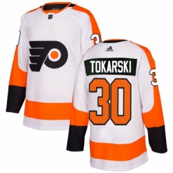 Womens Adidas Philadelphia Flyers 30 Dustin Tokarski Authentic White Away NHL Jersey 