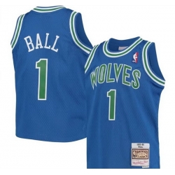 Men Minnesota Timberwolves  1 LaMelo Ball 2026 Blue Throwback Swingman Stitched Jersey