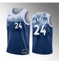 Men Minnesota Timberwolves 24 Tj Warren Blue 2023 24 City Edition Stitched Jersey