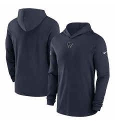 Men Houston Texans Navy Sideline Performance Long Sleeve Hoodie T Shirt