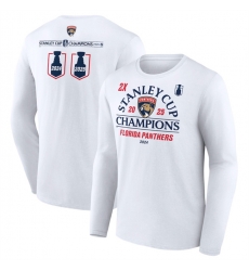 Men Florida Panthers White Two Time Stanley Cup Champions Top Line Long Sleeve T Shirt