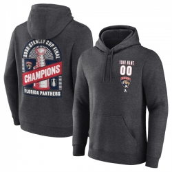 Men Florida Panthers Charcoal Custom 2025 Stanley Cup Champions Pullover Hoodie