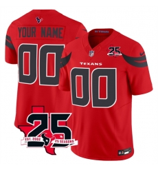 Men Houston Texans Active Player Custom Red 2026 25th Anniversary Patch Alternate Vapor F U S E  Limited Stitched Jersey