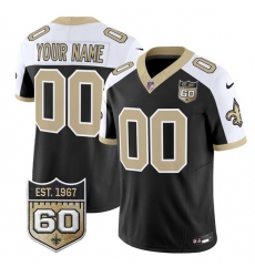 Men New Orleans Saints Active Player Custom Black Alternate F U S E  60th Anniversary Patch Vapor Limited Stitched Football Jersey