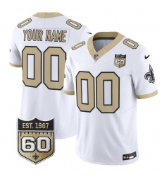 Men New Orleans Saints Active Player Custom White F U S E 60th Anniversary Patch Vapor Limited Stitched Football Jersey Men New Orleans Saints Active Player Custom White F U S E 60th Anniversary Patch Vapor Limited Stitched Football Jersey