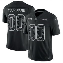 Men New York Jets Active Player Custom Black F U S E 2026 Salute to Service Limited Stitched Football Jersey