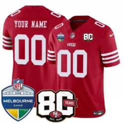 Men San Francisco 49ers Active Player Custom Red 80th Anniversary And Melbourne Game Patch 2026 F U S E  Vapor Untouchabl2026 F U S E  Vapor Untouchable Li
