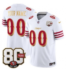 Men San Francisco 49ers Active Player Custom White Gold 80th Anniversary Patch Rivalries 2026 F U S E Vapor Untouchabl Limited Stitched Football Jersey Men San Francisco 49ers Active Player Custom White Gold 80th Anniversary Patch Rivalries 2026 F U S E Vapor Untouchabl Limited Stitched Football Jersey