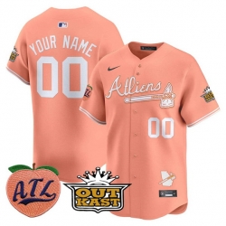 Men Atlanta Braves ACTIVE PLAYER Custom Peach 2024 Atliens  26 Peach With Outkast Patch Vapor Limited Stitched Baseball Jersey