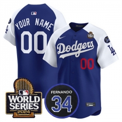 Men Los Angeles Dodgers ACTIVE PLAYER Custom Royal White 2024 World Series With Fernando Memorial Patch Limited Stitched Baseball Jersey