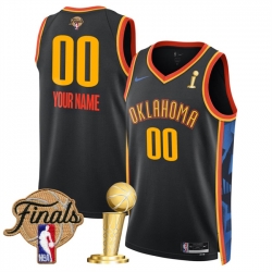 Men Oklahoma City Thunder Active Player Custom Black 2025 Finals Patch And Finals Champions Patch City Edition Stitched Basketball Jersey