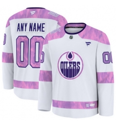 Men Women Youth Edmonton Oilers Fanatics 2024 Hockey Fights Cancer Custom Practice Jersey White