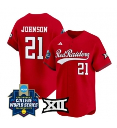 Men Texas Tech Red Raiders 21 Alana Johnson Red 2025 World Series Stitched Jersey Men Texas Tech Red Raiders 21 Alana Johnson Red 2025 World Series Stitched Jersey