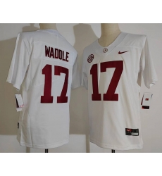 Men Alabama Crimson Tide 17 Jaylen Waddle White College Football Jersey