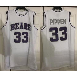 Men Arkansas Bears  33 Scottie Pippen White Purple Stitched Basketball Jersey