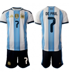 Argentina 2026 FIFA World Cup Soccer Jersey White #7 DE PAUL Argentina 2026 FIFA World Cup Soccer Jersey White #7 DE PAUL