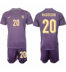 Men England 20 James Maddison 2024 25 Purple Away Soccer Jersey Suit