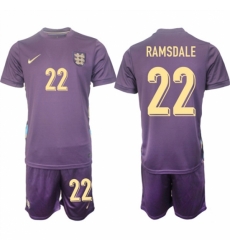 Men England 22 Aaron Ramsdale 2024 25 Purple Away Soccer Jersey Suit