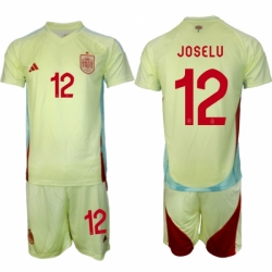 Men Spain Team 12 Joselu 2024 25 Yellow Away Soccer Jersey Suit