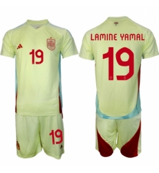 Men Spain Team 19 Lamine Yamal 2024 25 Yellow Away Soccer Jersey Suit