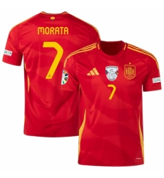 Men Spain Team 7 Alvaro Morata Scarlet 2024 Home Soccer Jersey