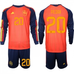 Spain 2026 FIFA World Cup Soccer Jersey Red LONG #20 PEDRI