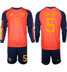 Spain 2026 FIFA World Cup Soccer Jersey Red LONG #5 HUIJSEN Spain 2026 FIFA World Cup Soccer Jersey Red LONG #5 HUIJSEN