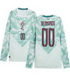 Men 00 Portugal Replica Custom Long Sleeve Away Jersey   2
