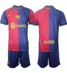 Men Barcelona Custom Blue Red 2024 25 Home Soccer Jersey Suit
