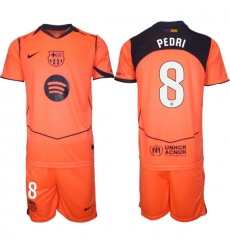 Men FC Barcelona 2026 Soccer Jerseys Orange #8 PEDRI Men FC Barcelona 2026 Soccer Jerseys Orange #8 PEDRI