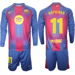 Men FC Barcelona 2026 Soccer Jerseys Red Long #11 RAPHINHA (2)