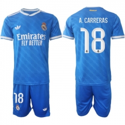 Men Real Madrid 2026 Soccer Jerseys Blue #18 A.CARRERAS