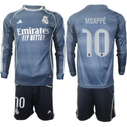 Men Real Madrid 2026 Soccer Jerseys DarkBlue Long #10 MBAPPE