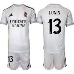 Men Real Madrid 2026 Soccer Jerseys White #13 LUNIN (2)