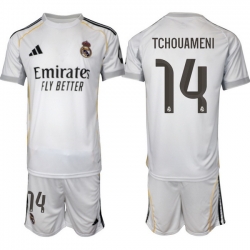 Men Real Madrid 2026 Soccer Jerseys White #14 TCHOUAMENI