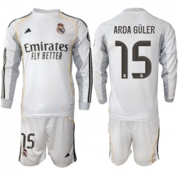 Men Real Madrid 2026 Soccer Jerseys White Long #15 ARDA GULER