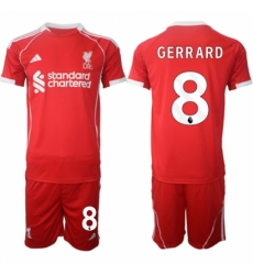 Men Liverpool 8 Steven Gerrard 2025 Red Home Soccer Jersey Suit