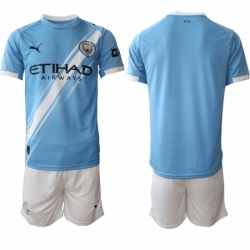 Men Manchester City Custom 2025 Light Blue Home Soccer Jersey Suit