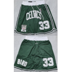 Men Boston Celtics 33 Larry Bird Green Shorts